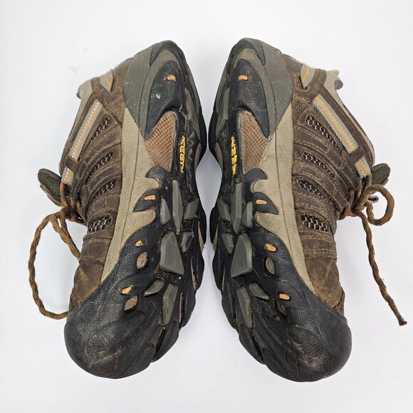 KEEN Voyageur Brown Leather Low Height Lace Up Hiking Shoe 9 1258-BOIG